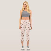 Leggings Capri Cute Woodland Hérisson et Motif de champignons (Recto)