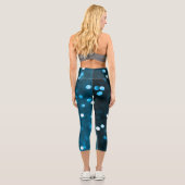 Leggings Capri Cyan Blue Sparkly Bokeh Abstrait (Verso)