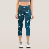 Leggings Capri Cyan Blue Sparkly Bokeh Abstrait (Recto)