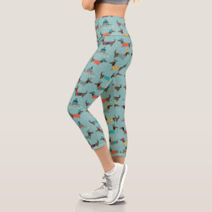 Leggings Capri Dachshund de vacances avec cadeaux et Motif de sle