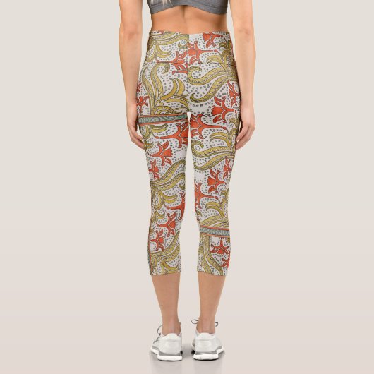 Leggings Capri Daffodique chintz papier peint à fleurs Art nouvea (Verso)
