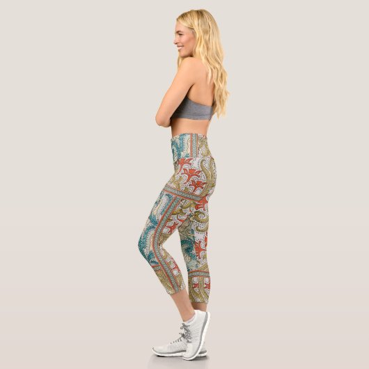 Leggings Capri Daffodique chintz papier peint à fleurs Art nouvea (Gauche)
