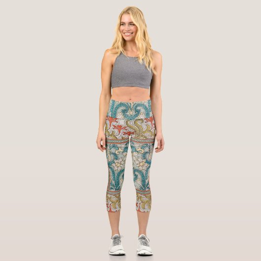 Leggings Capri Daffodique chintz papier peint à fleurs Art nouvea (Recto)