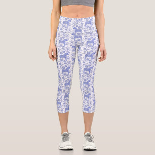 Leggings Capri Dala Horse Motif suédois Indigo bleu et blanc