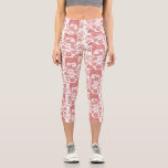 Leggings Capri Dala Horse suédois Motif rouge et blanc<br><div class="desc">Motif Dala ou Dalecarlian Horse en rouge et blanc. Design de style folklorique suédois. Art original de Nic Squirrell.</div>