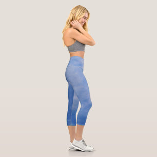 Leggings Capri Dames Sporty Chic Active Wear Bleu Ciel