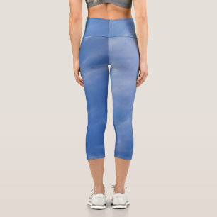 Leggings Capri Dames Sporty Chic Activewear Bleu Ciel