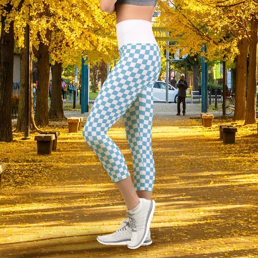 Leggings Capri Damier bleu blanc