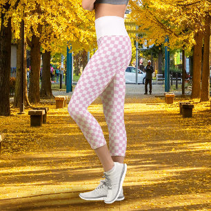 Leggings Capri Damier Rose Blanc