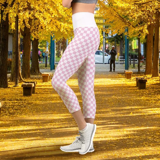 Leggings Capri Damier Rose Blanc