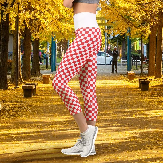 Leggings Capri Damier rouge blanc