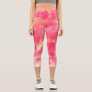 Leggings Capri Dandelions Abstraits et lucioles Rouge