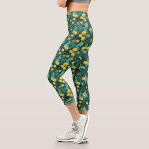 Leggings Capri Dandelions jaunes d'été