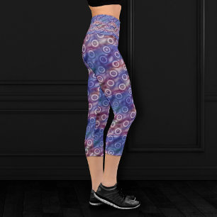 Leggings Capri Dazzling Donuts   Vague Ombre bleue et rouge