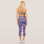Leggings Capri Dazzling Donuts | Vague Ombre bleue et rouge (Verso)
