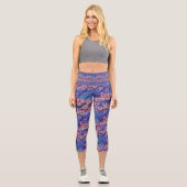 Leggings Capri Dazzling Donuts | Vague Ombre bleue et rouge (Recto)