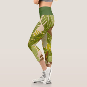 Leggings Capri de feuillage de feuille de jungle t