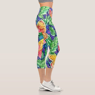 Leggings Capri De mignons papillons dessinés à la main dans la na
