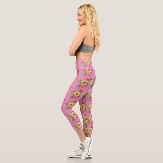 Leggings Capri Décoration de maison florale boho moderne (Gauche)