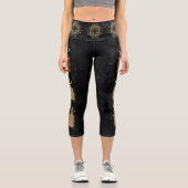 Leggings Capri Déesse du Zodiaque | Astrologie Cosmic Gold Leo (Recto)