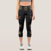 Leggings Capri Déesse du Zodiaque | Astrologie Cosmologique Gold (Recto)