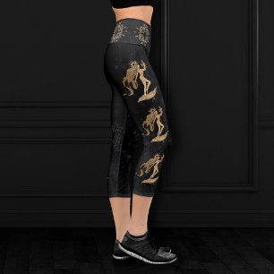Leggings Capri Déesse du Zodiaque   Astrologie Cosmologique Gold 