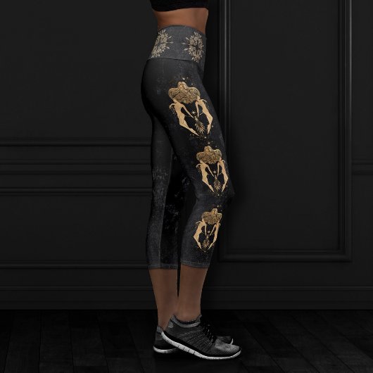 Leggings Capri Déesse du Zodiaque | Astrologie Gémeaux d'or cosmi