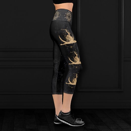 Leggings Capri Déesse du Zodiaque | Astrologie Sagittaire Or Cosm