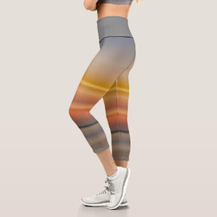 Leggings Capri Dégradations Linéaires Jaunes Et Gris