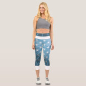Leggings Capri Dégradé bleu avec étoiles haut taille Capris (Recto)