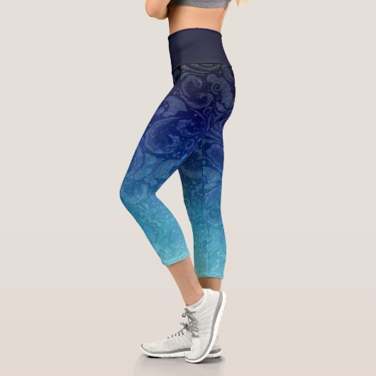 Leggings Capri Dégradé de l'océan bleu (Gauche)