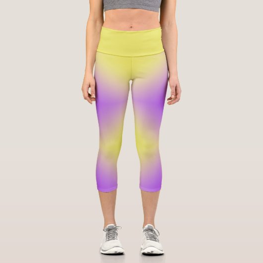 Leggings Capri Dégradé Motif de diamant jaune à violet (Recto)