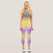 Leggings Capri Dégradé Motif de diamant jaune à violet (Recto)