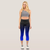 Leggings Capri Dégradé noir à cobalt Ombre bleu (Recto)