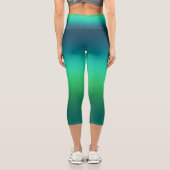 Leggings Capri Dégradé Vert Sarcelle Abstrait Fond Moderne (Verso)