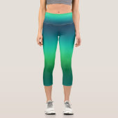 Leggings Capri Dégradé Vert Sarcelle Abstrait Fond Moderne (Recto)