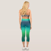 Leggings Capri Dégradé Vert Sarcelle Abstrait Fond Moderne (Verso)