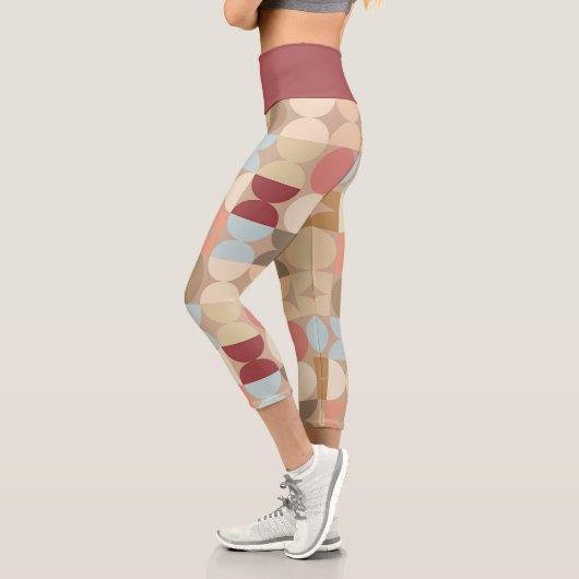 Leggings Capri Demi-cercles Abstraits Mod Op Fusion Art Motif (Gauche)