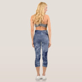 Leggings Capri Denim Blue & White Mandala Mix Design (Verso)