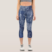 Leggings Capri Denim Blue & White Mandala Mix Design (Recto)