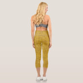 Leggings Capri Denim Plaid Jaune tendance : Personnaliser le logo (Verso)