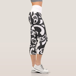 Leggings Capri Dentelle noire et blanche