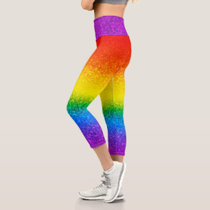Leggings Capri Des Parties scintillant Arc-En-Ciel Chic Frappe