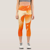 Leggings Capri Design abstrait circulaire couleur orange crémeuse (Recto)