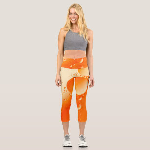 Leggings Capri Design abstrait circulaire couleur orange crémeuse