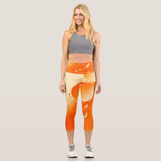 Leggings Capri Design abstrait circulaire couleur orange crémeuse (Recto)