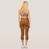 Leggings Capri Design Abstrait De L'Herbe Orange Et Vert (Verso)