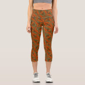Leggings Capri Design Abstrait De L'Herbe Orange Et Vert (Recto)