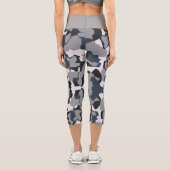 Leggings Capri Design abstrait noir, gris et blanc (Verso)