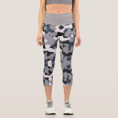 Leggings Capri Design abstrait noir, gris et blanc (Recto)